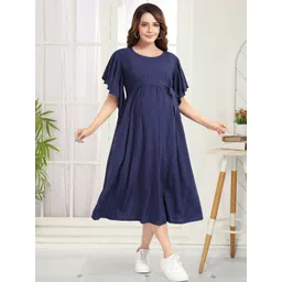 MomsBae Women Flutter Sleeve Maternity A-Line Midi Dress-picture-21