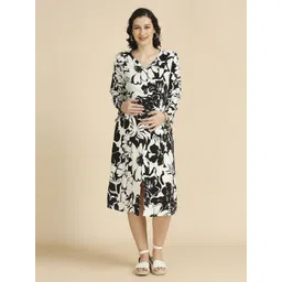MomToBe Floral Printed Midi Maternity Wrap Dress-picture-35