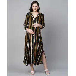 momtobe Front-Open Flared Dress with Feeding Zipper & Side-Slit-picture-34