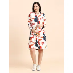 MomToBe Geometric Print Maternity Shirt Dress-picture-24