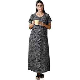 momtobe Women's Cotton Maxi Maternity Nighty/Feeding Nighty/Pregnancy Night Gown/A-Line Nursing Nighty with Zippers for Nursing Pre and Post Pregnancy-picture-26