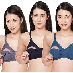 MomToBe Women's Cotton Multicolor Full Cup Non Padded Feeding Bra/Nursing Bra/Maternity Bra Combo - Pack of 3-picture-14