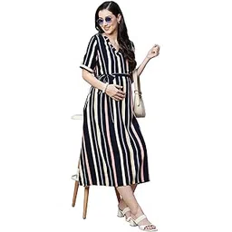 momtobe Women's Fit and Flare Calf Length Dress-picture-13