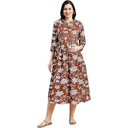 momtobe Women's Fit and Flare Calf Length Dress-picture-17
