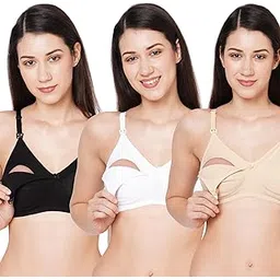 MomToBe Women's Cotton Multicolor Full Cup Non Padded Feeding Bra/Nursing Bra/Maternity Bra Combo - Pack of 3-picture-13