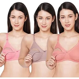 MomToBe Women's Cotton Multicolor Full Cup Non Padded Feeding Bra/Nursing Bra/Maternity Bra Combo - Pack of 3-picture-28