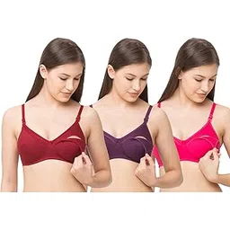 MomToBe Women's Cotton Multicolor Full Cup Non Padded Feeding Bra/Nursing Bra/Maternity Bra Combo - Pack of 3-picture-10