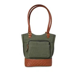 Mona B Colourblocked Structured Canvas Shoulder Bag-picture-16