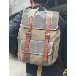 Mona B Unisex Brown & Grey Backpack with Laptop Sleeve image 4