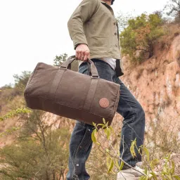 Mona B Unisex Solid Ayn Duffle Bag - Chocolate (L) image 1