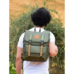 Mona B Unisex Troy Solid Green Backpack image 1