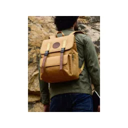 Mona B Unisex Troy Solid Mustard Backpack-picture-14