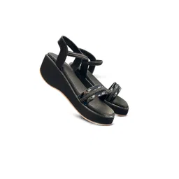 MONAQI Women Solid Round Toe Ankle Loop Wedge Sandals-picture-15
