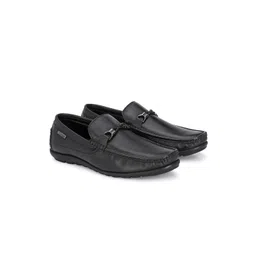 MONDAIN Men Black Textured Leather Loafers-picture-37