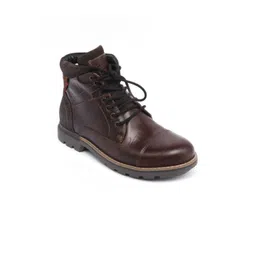 MONDAIN Men Brown Leather Lightweight Flat Boots-picture-14