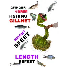 mondal store 2 Finger 45mm Nylon Gillnet with Terracotta Sinker 5x50ft Fishing Net-picture-11