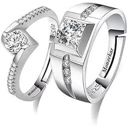 moneekar jewels 925 Exclusive Cz Stone Sterling Silver Plated and Cubic Zirconia Adjustable Ring for Men-picture-39