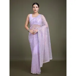 Monjolika Fashion Lavender Embellished Saree With Unstitched Blouse-picture-40