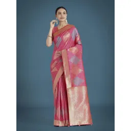 Monjolika Fashion Light Pink Banarasi Satin Silk Woven Design Saree-picture-18