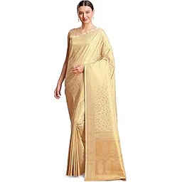monjolika fashion Women's Traditional Kanjivaram Silk Blend Saree with Rich Pallu Comes with Unstitiched Blouse Piece-picture-38