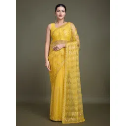 Monjolika Fashion Yellow Embellished Saree With Unstitched Blouse-picture-44