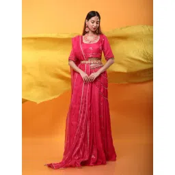 monk and mei Monk & Mei Gulkari Lehenga Set-Fuchsia Pink-picture-23