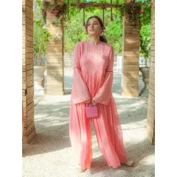 Monk and Mei Salma Chikankari Jumpsuit- Peachy Melon-picture-11