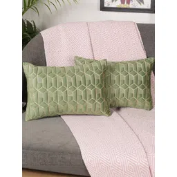 Green Color Rectangular Velvet Cushion Cover, Set of 2-image-18