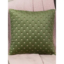 Modern Minimalist Dot Design Green Color Velvet Cushion Covers Set of 1-image-16