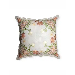 MONKDECOR Brown & Green Floral Embroidered Square Cushion Covers-picture-33