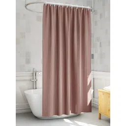 MONKDECOR CopperToned Coloured Striped Water Repellent Shower Curtain-picture-27