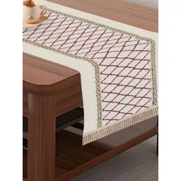 MONKDECOR Cream & Maroon Textured TableRunners-picture-31