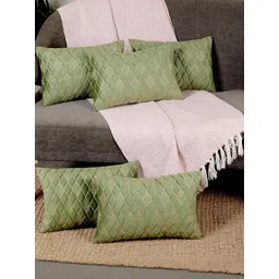 monkdecor Designer Rectangle Cushion Covers 12x18 Set of 5 | Premium Velvet Sofa Throw Pillow Covers | Stylish Modern Home Dcor | Green Color-picture-28