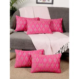 monkdecor Designer Rectangle Cushion Covers 12x18 Set of 5 | Premium Velvet Sofa Throw Pillow Covers | Stylish Modern Home Dcor | Rani Color-picture-23