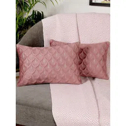 monkdecor Feather Design Gajari Color Rectangle Velvet Cushion Covers Set of 2-picture-34