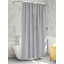 MONKDECOR Grey Striped Water Repellent Shower Curtain-picture-39