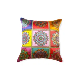 MONKDECOR Pink & Yellow 5 Pieces Floral Square Cushion Cover image 4