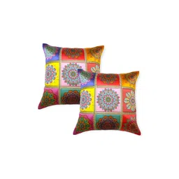 MONKDECOR Pink & Yellow 5 Pieces Floral Square Cushion Cover image 2