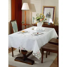 MONKDECOR Pink Floral 6-Seater Table Cover with Embroidered details-picture-34