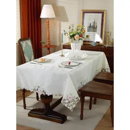 MONKDECOR Pink Floral 8-Seater Table Cover with Embroidered details-picture-19