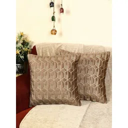 MONKDECOR Set Of 2 Brown Velvet Square Cushion Covers-picture-27