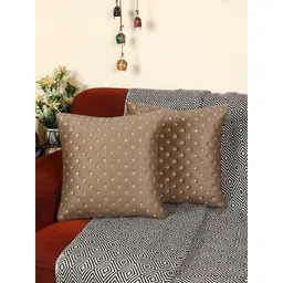 MONKDECOR Set Of 2 Brown Velvet Square Cushion Covers-picture-31