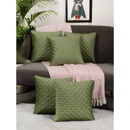 MONKDECOR Set Of 5 Green Velvet Square Cushion Covers-image-15