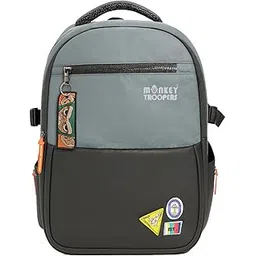 monkey troopers Glitch Laptop Backpack Bag For Men Women, college, school, office, travel, casual, 16-inch, Dual Compartments & Multiple Organizer Pockets, 28 Litre, Water Resistant (Black/Grey)-picture-27