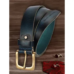 MONKS & KNIGHTS Men Blue Solid Leather Casual Belt-picture-17