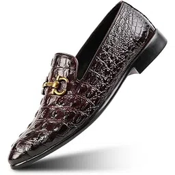 monkstory Horsebit Exotic Scale Textured Slip-Ons – Burgundy-picture-12