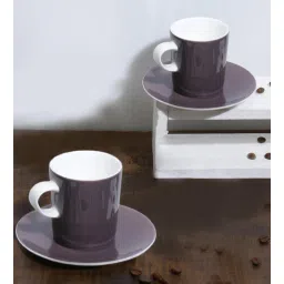 monno Classic 150ml Purple & White Bone China (Set of 4) Tea Cup & Saucer Set-picture-29