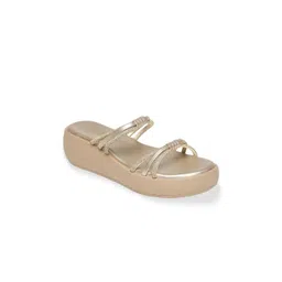 Monrow Women Embellished Daisy Gold Flatform Heels-picture-31