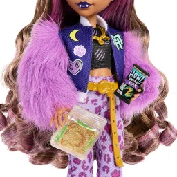 Monster High Clawdeen Wolf Doll with Pet Dog Crescent & Accessories Like Backpack, Planner, Snacks & More image 3