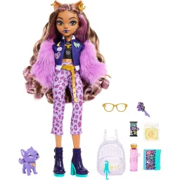 Monster High Clawdeen Wolf Doll with Pet Dog Crescent & Accessories Like Backpack, Planner, Snacks & More image 4